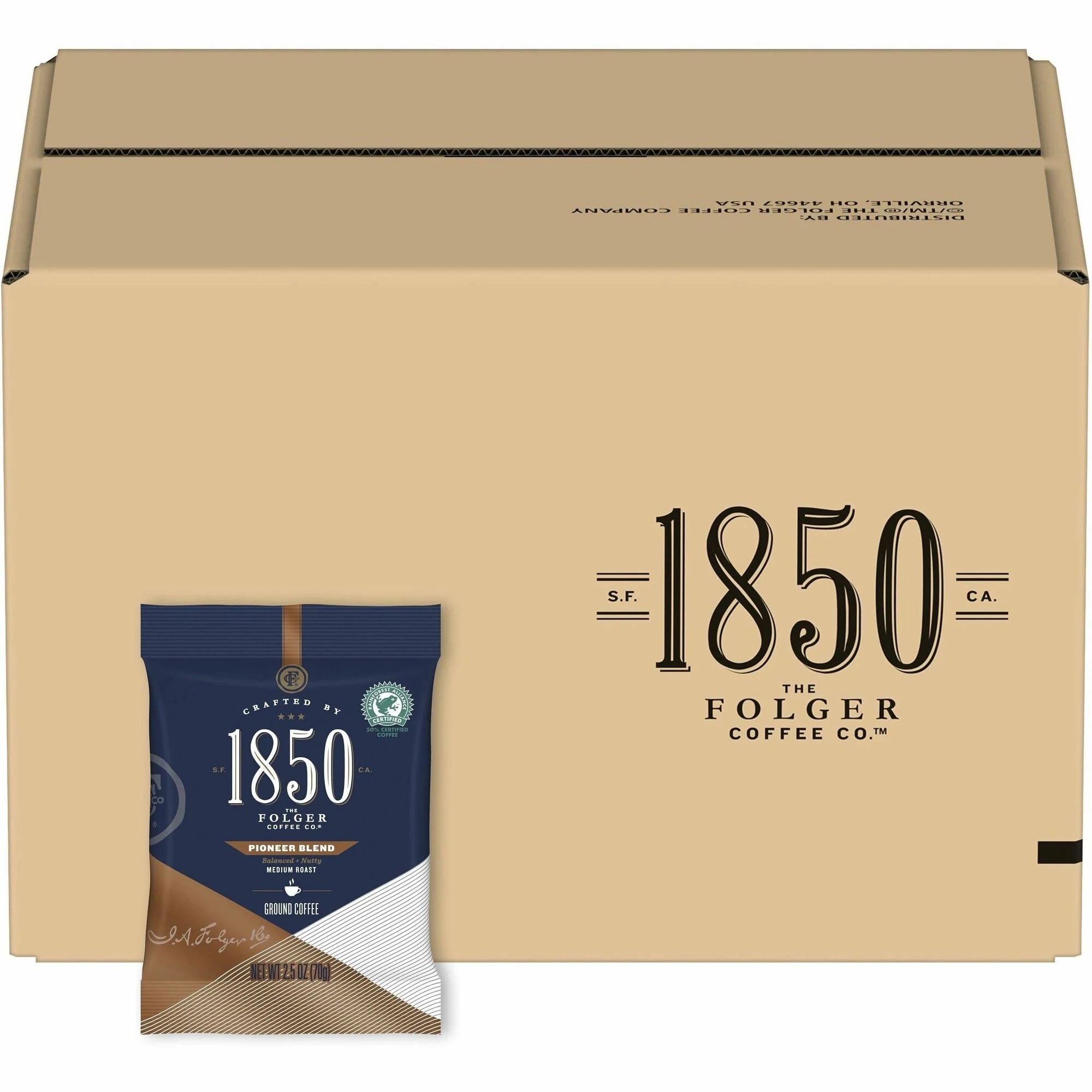 Pioneer 1850 Blend Coffee - Medium Roast - 2.5 oz - 24/Carton