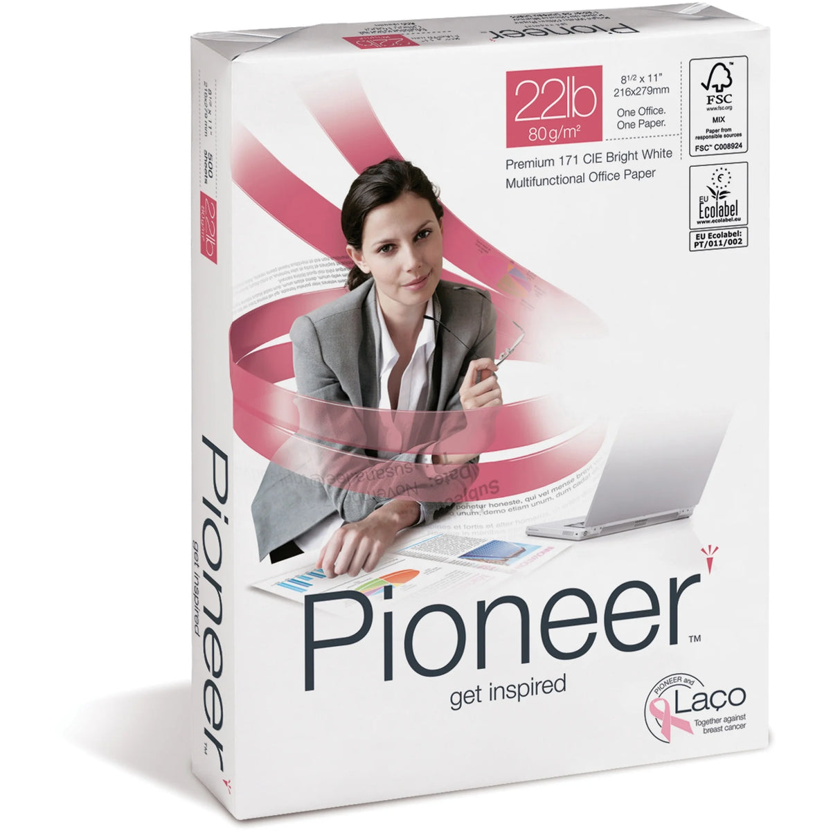 Pioneer Premium Forward-Thinking Multipurpose Paper 8 1/2’’ x 11’’ White 10 / Carton Letter 22 lb Basis Weight 500