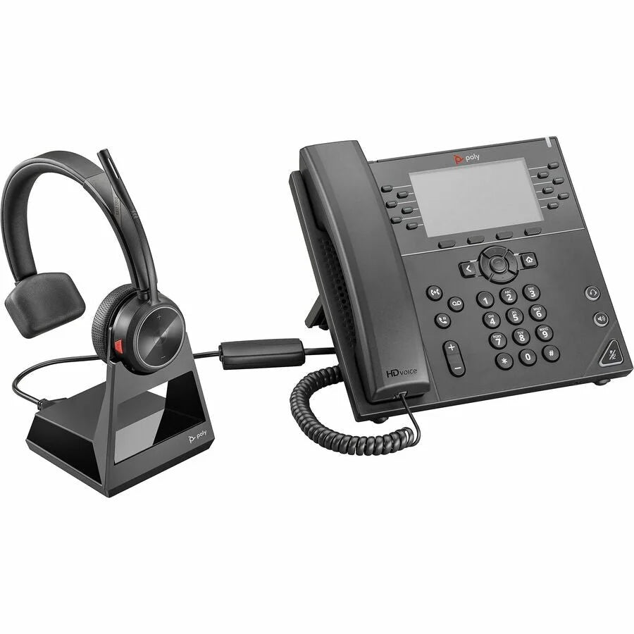 Poly Savi 7210 Office DECT Headset - Mono Wired/Wireless - Noise Cancelling Mic - Black - Headphones