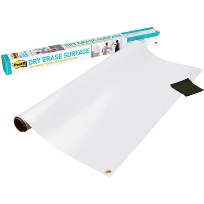 Post-it Dry-Erase Film Surface - White 36’’x48’’ - Flexible Stain Resistant - Board & Easel Accessories