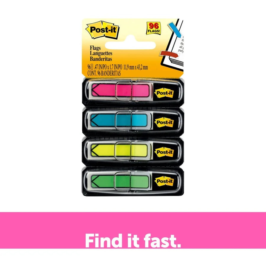Post-it® Arrow Flags: Colorful 1/2’’ Flags in Pink Blue Yellow Green - Indexing