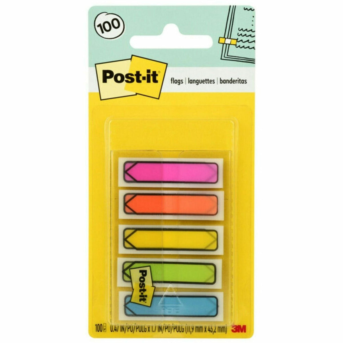 Post-it® Arrow Flags in On-the-Go Dispenser - Bright Colors - 2000
