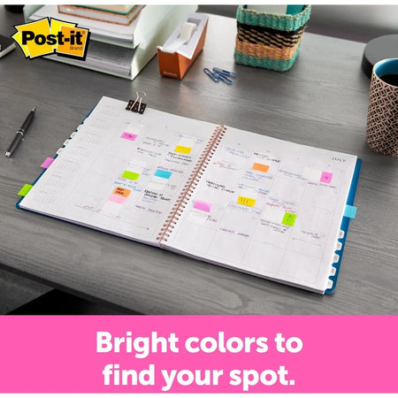 Post-it® Assorted Flag Combo Pack: 320 Flags in 7 Colors - Self-adhesive Repositionable - Dispenser Included - Indexing