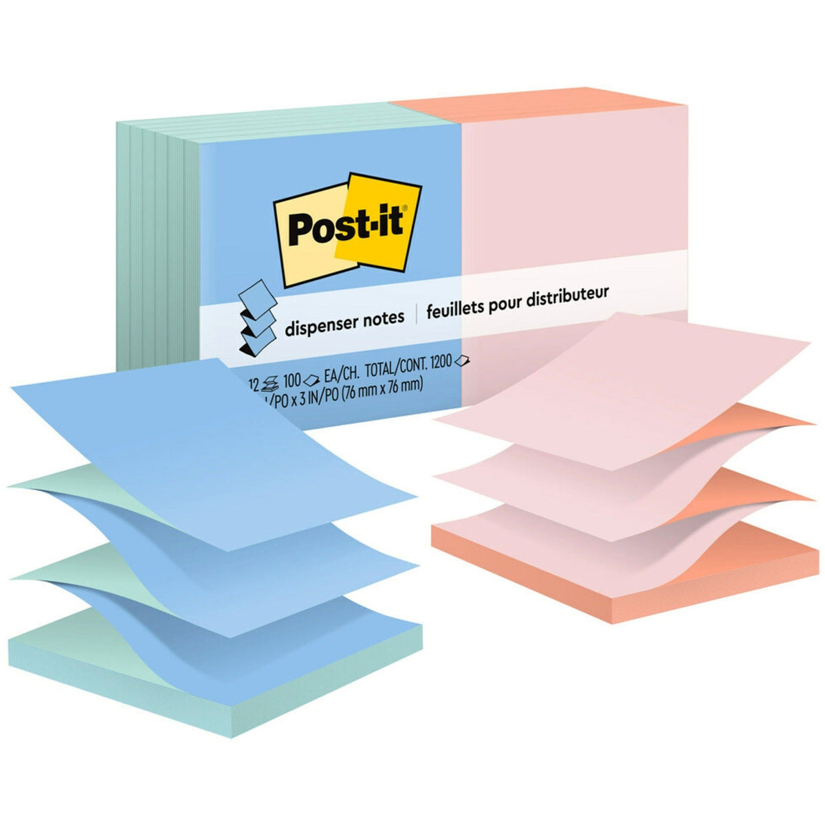Post-it® Dispenser Notes - Alternating Pastel Colors - 2000