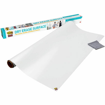 Post-it® Dry-Erase Film: 48’’x72’’ White Surface - Flexible Stain Resistant - 1 Pack - Board & Easel Accessories