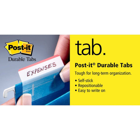 Post-it® Durable Tabs - 1.50’’ Tab Height x 1’’ Width - Removable - Pink Purple Orange Semi-transparent Tab(s) - Index
