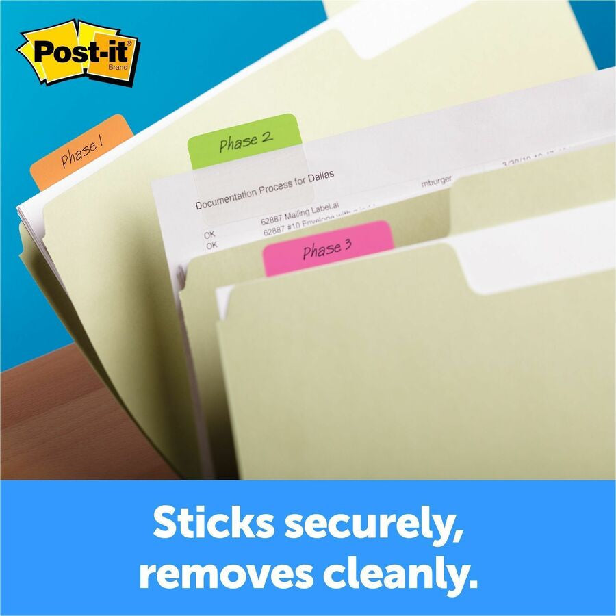 Post-it® Durable Tabs - 1.50’’ Tab Height x 2’’ Width - Removable - White Tab(s) - Index Accessories & Page Markers