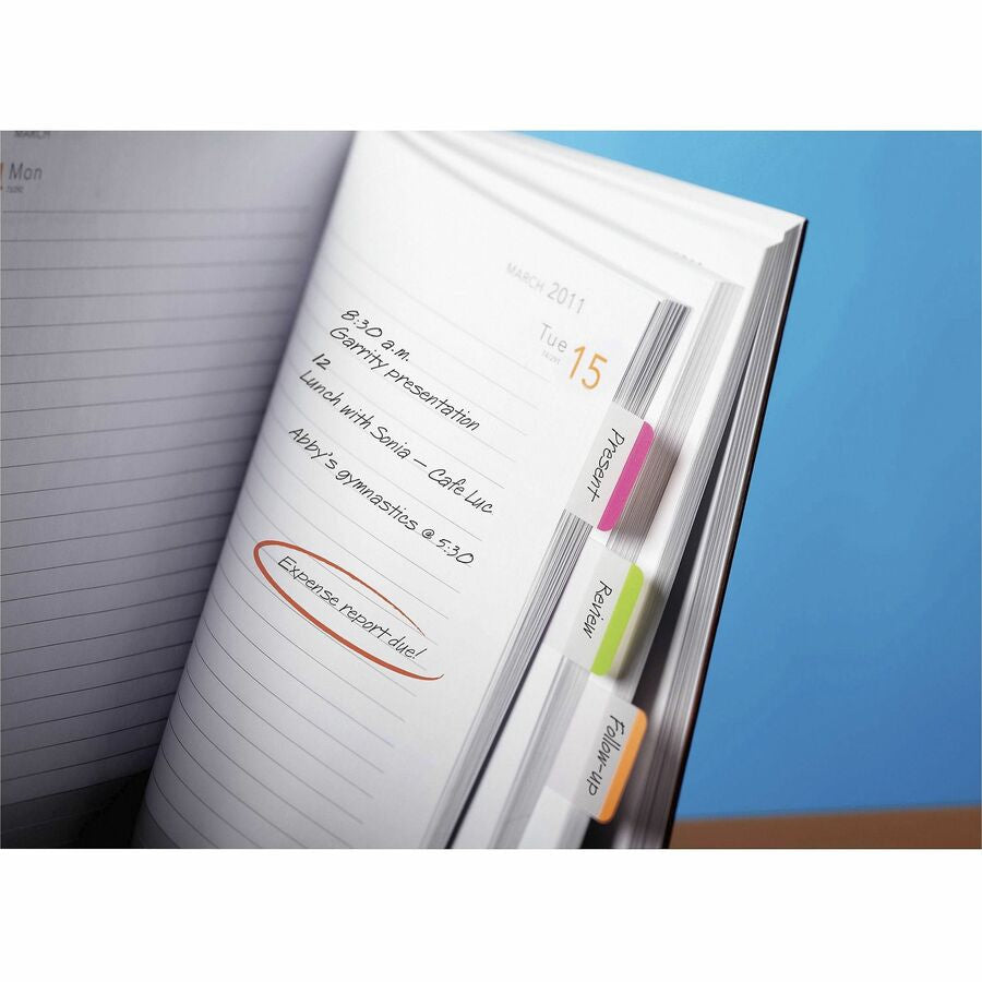 Post-it® Durable Tabs - 66 Write-on Tab(s) - 1.50’’ Tab Height - Pink Green Orange - Repositionable - Pack - Index