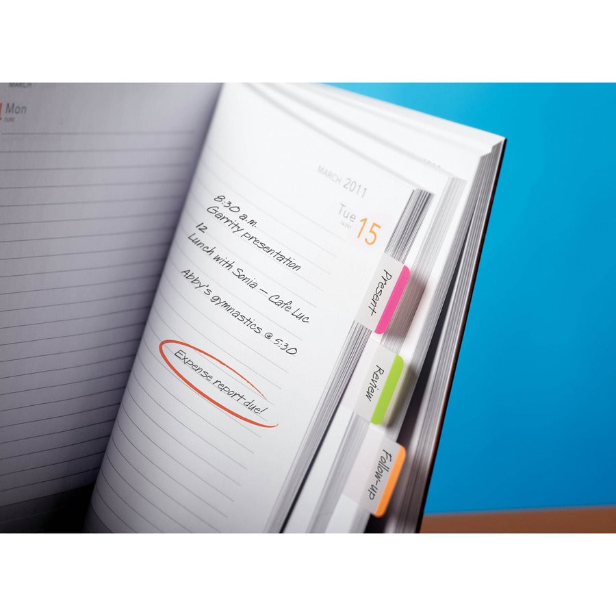 Post-it® Durable Tabs - 66 Write-on Tab(s) - 1.50’’ Tab Height - Pink Green Orange - Repositionable - Pack - Index