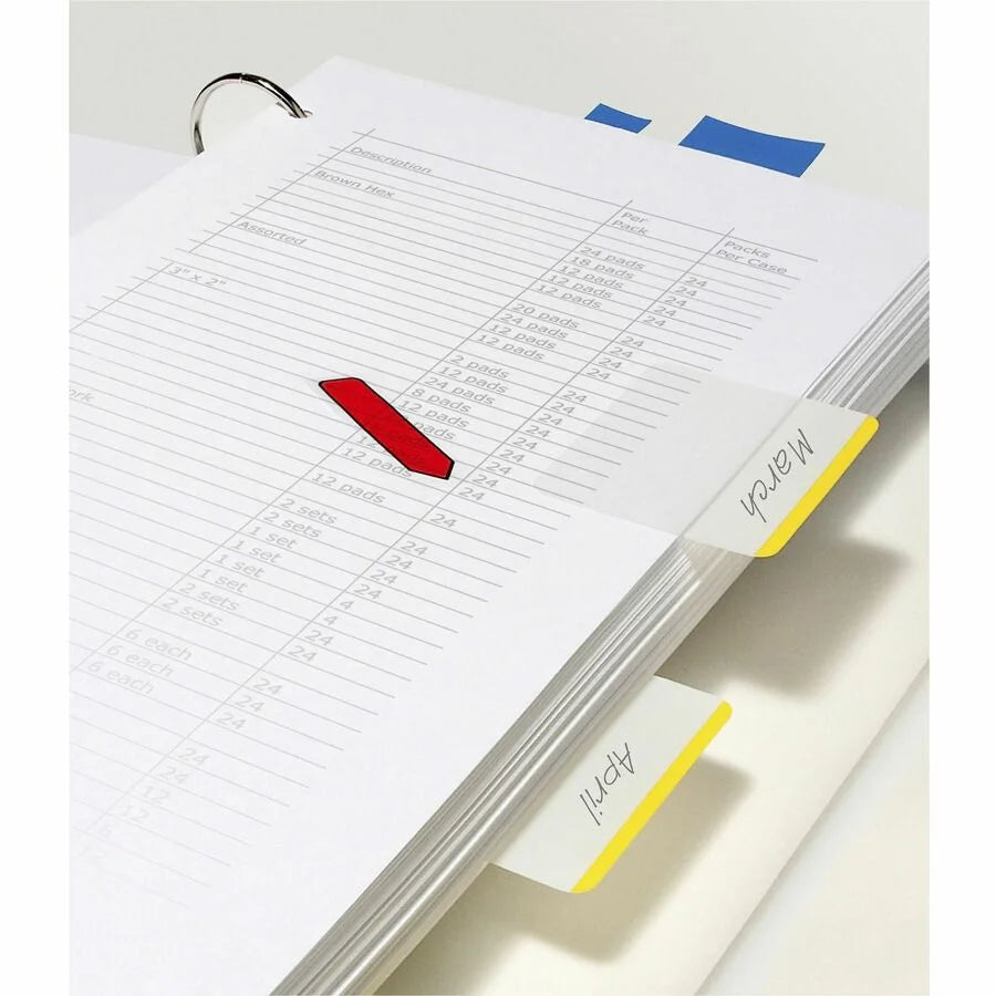 Post-it® Durable Tabs: Write-on 1.50’’ x 2’’ Tabs - Assorted Colors - Repositionable - 24/Pack - Index Accessories &