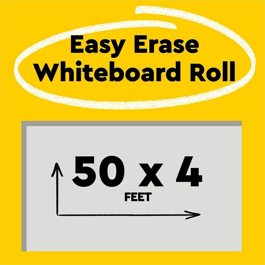 Post-it&reg; Easy Erase Whiteboard Surface, White, 50' x 4' - Alternate-Image1