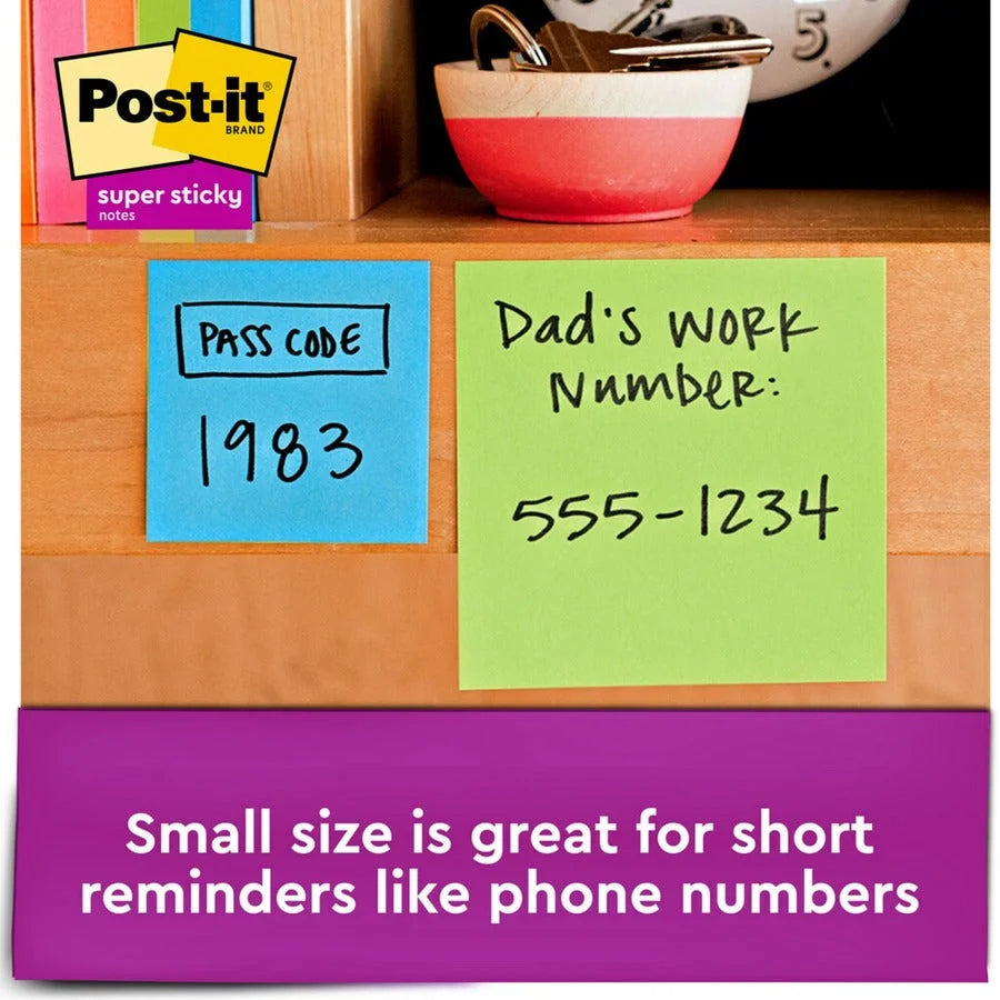 Post-it® Energy Boost Color Collection Super Sticky Notes - 2’’ Square 90 Sheets - Vital Orange Tropical Pink Limeade