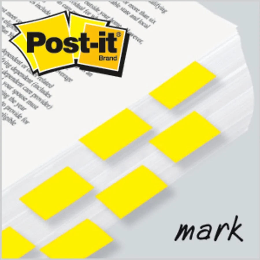 Post-it® Flags: 100 Yellow 1’’ x 1 3/4’’ Flags - Removable Self-adhesive - Indexing