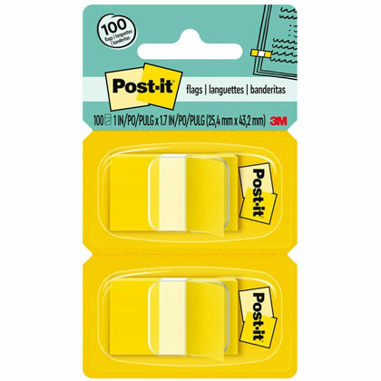 Post-it® Flags: 100 Yellow 1’’ x 1 3/4’’ Flags - Removable Self-adhesive - Indexing