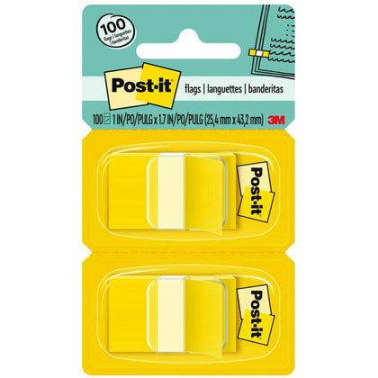 Post-it® Flags: 100 Yellow 1’’ x 1 3/4’’ Flags - Removable Self-adhesive - Indexing