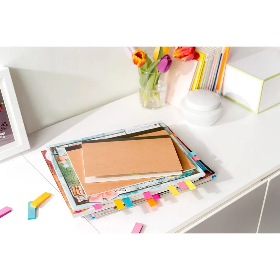Post-it® Flags: 160-Pack Rectangle Flags in Pink Green Orange Purple - Dispenser Included - Indexing