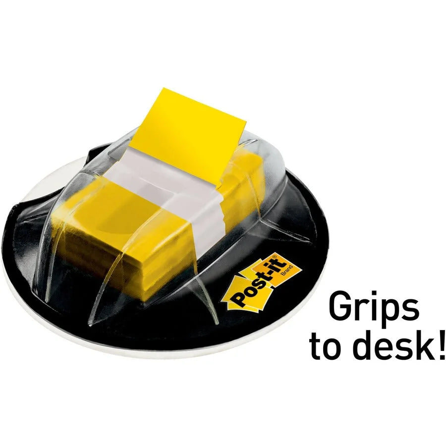 Post-it® Flags Desk Grip Dispenser: 200 Yellow 1’’ - Removable Self-adhesive - Indexing