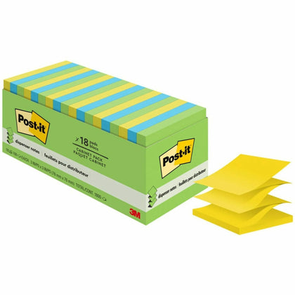 Post-it® Floral Fantasy Color Collection Dispenser Notes - 3x3 Square 100 Sheets - Limeade Blue Paradise Citron - 18