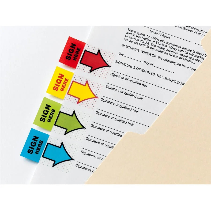 Post-it® Message Flag Value Pack - 1’’ Flags - Arrow Rectangle - SIGN HERE - 248/Pack - Indexing