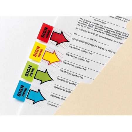 Post-it® Message Flag Value Pack - 1’’ Flags - Arrow Rectangle - SIGN HERE - 248/Pack - Indexing