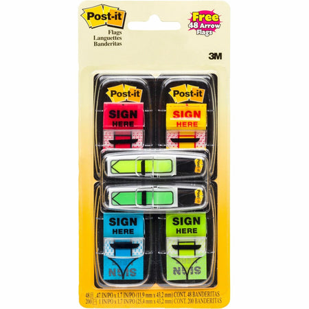 Post-it® Message Flag Value Pack - 1’’ Flags - Arrow Rectangle - SIGN HERE - 248/Pack - Indexing