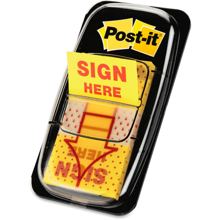 Post-it® Message Flag Value Pack - 600 Flags - SIGN HERE - Yellow - Dispenser Included - Indexing