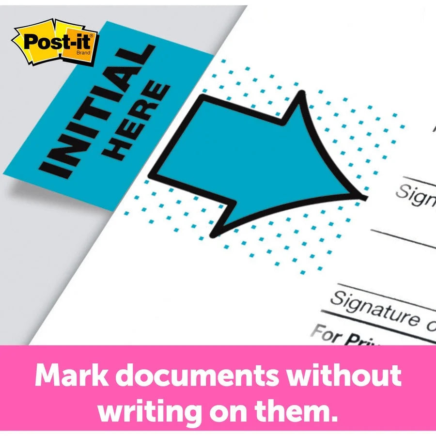 Post-it® Message Flags: 1’’ Arrow & Rectangle Flags Blue - 100 Pack - Indexing