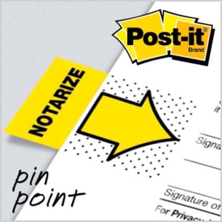 Post-it® Message Flags: 1’’ Arrow & Rectangle Flags Yellow - 100 Pack - Indexing