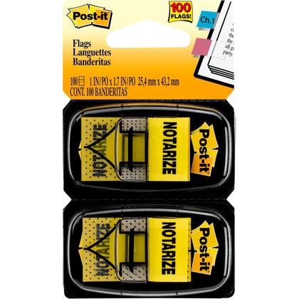 Post-it® Message Flags: 1’’ Arrow & Rectangle Flags Yellow - 100 Pack - Indexing
