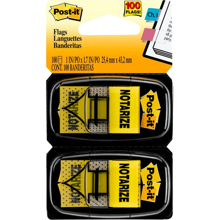 Post-it® Message Flags: 1’’ Arrow & Rectangle Flags Yellow - 100 Pack - Indexing