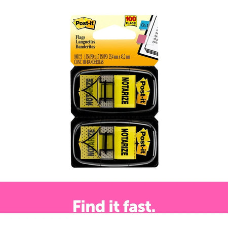 Post-it® Message Flags: 1’’ Arrow & Rectangle Flags Yellow - 100 Pack - Indexing
