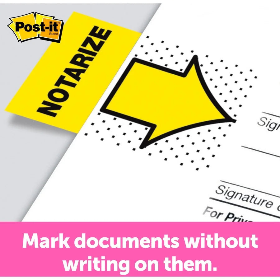 Post-it® Message Flags: 1’’ Arrow & Rectangle Flags Yellow - 100 Pack - Indexing