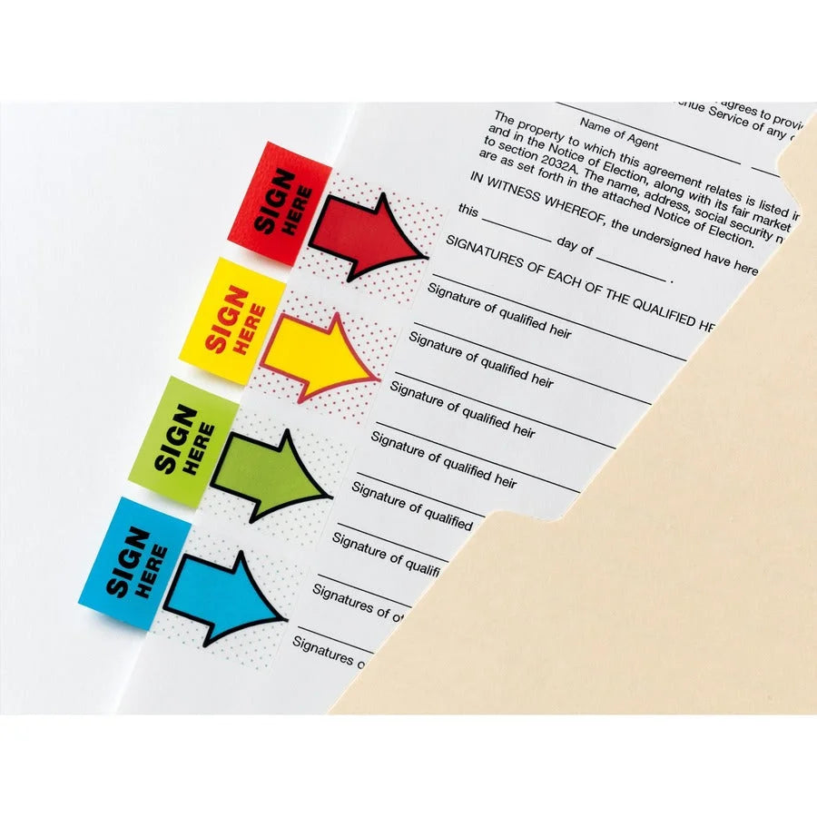 Post-it® Message Flags: 100 Green Arrow & Rectangle Flags - Indexing