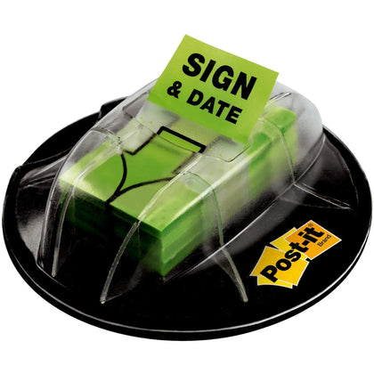 Post-it® Message Flags: 200 Bright Green Arrow & Rectangle Flags - Unruled - Removable - Dispenser Included - Indexing