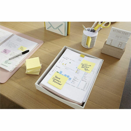 Post-it® Original Lined Notes, Canary Yellow, 3" x 5" , 100 Sheets/Pad, 12 Pads/PK - Bottom