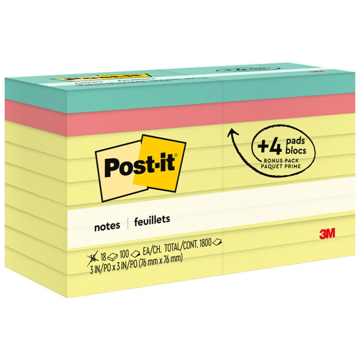 Post-it® Original Notepads: 3x3 Square 100 Sheets Canary Yellow - Adhesive Notes & Dispensers