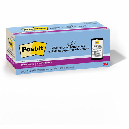 Post-it&reg; Recycled Super Sticky Notes - 2000
