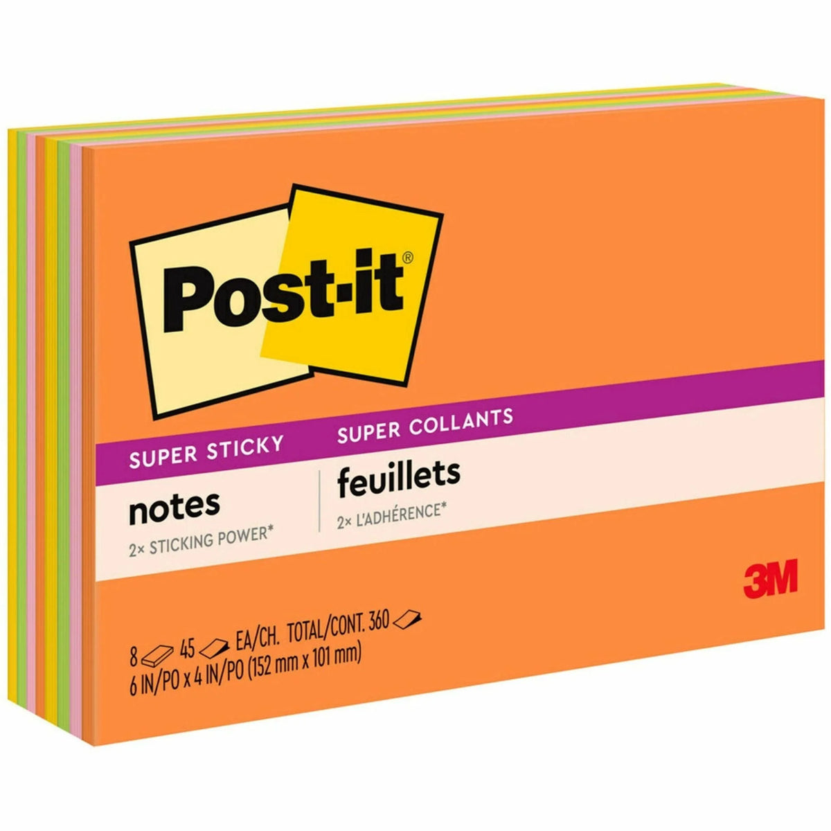 Post-it® Super Stick Notes: Energy Boost Color Collection - 8 Pack - Adhesive Notes & Dispensers