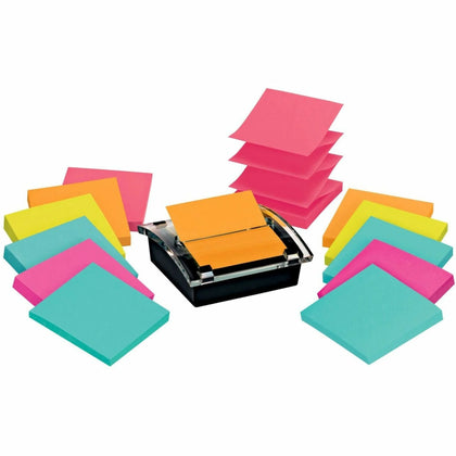 Post-it® Super Sticky Dispenser Notes - 3’’ Square Flags 90 Sheets - Assorted Colors - Self-adhesive - 12 Pack