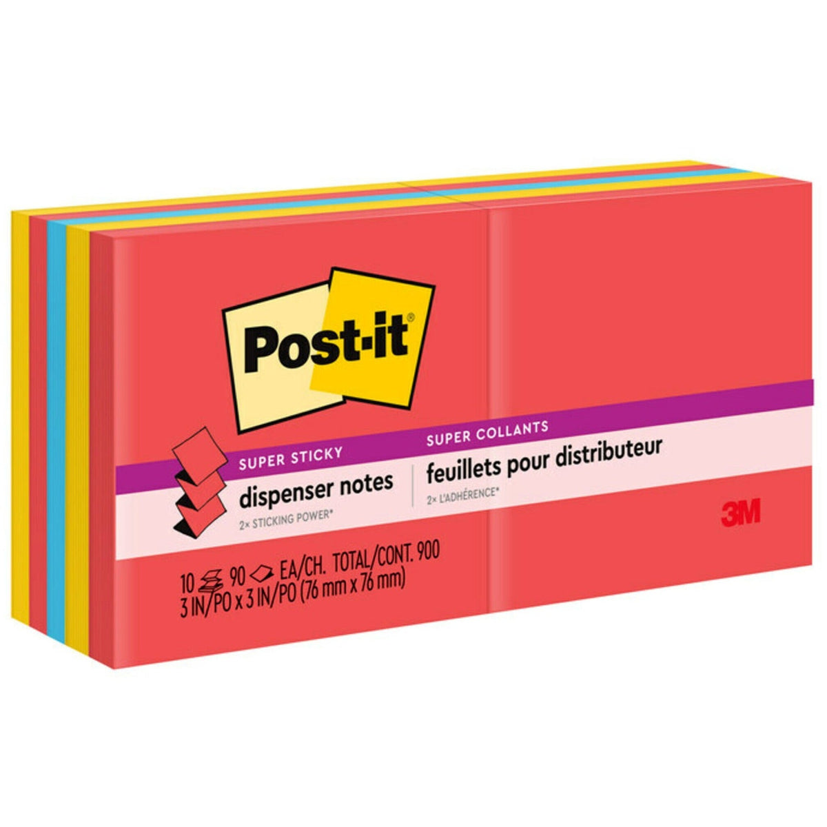 Post-it® Super Sticky Dispenser Notes - Playful Primaries Color Collection - 2000