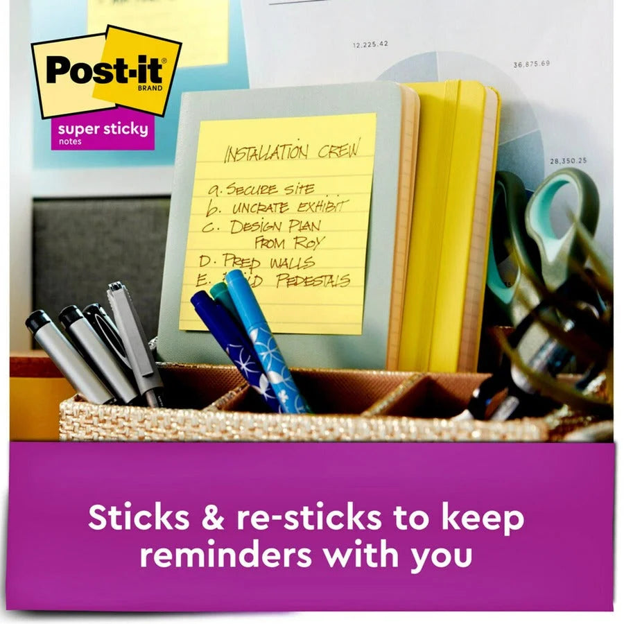 Post-it® Super Sticky Lined Notes Dispenser - 4x4 Square Canary Yellow - 5 Pack - Board & Easel Accessories