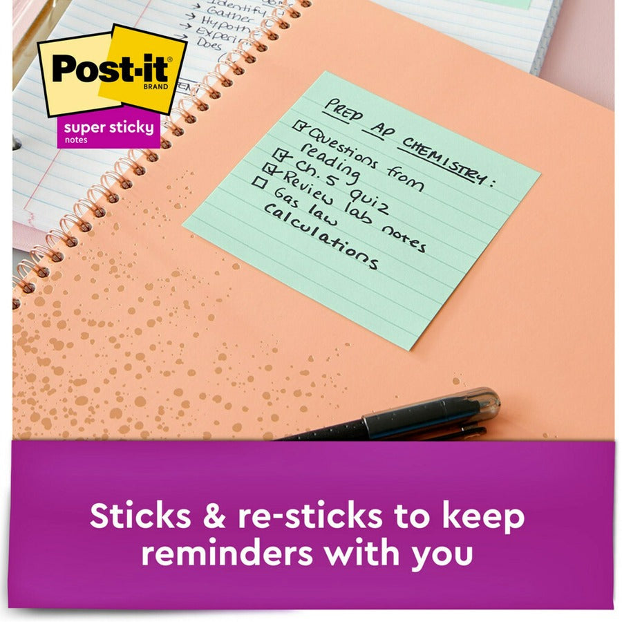 Post-it&reg; Super Sticky Lined Notes - Oasis Color Collection - Alternate-Image2