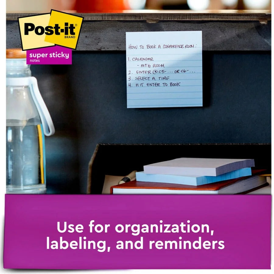 Post-it® Super Sticky Lined Notes - Oasis Color Collection - 540 Sheets - Ruled Square Pads - Board & Easel Accessories