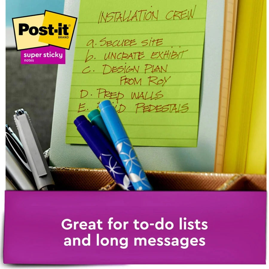 Post-it® Super Sticky Lined Notes - Oasis Color Collection - 540 Sheets - Ruled Square Pads - Board & Easel Accessories