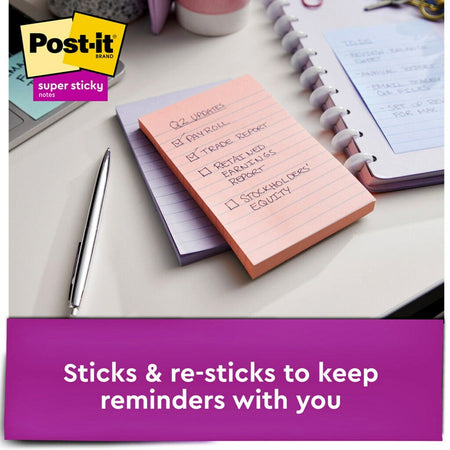 Post-it&reg; Super Sticky Lined Recycled Notes - Wanderlust Pastels Color Collection - Alternate-Image2