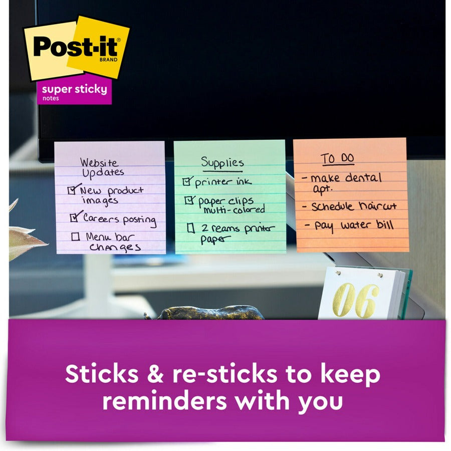 Post-it® Super Sticky Lined Recycled Notes - Wanderlust Pastels Color Collection - Alternate-Image2