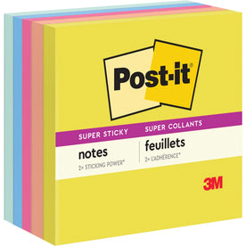 Post-it® Super Sticky Note Pads - Summer Joy Collection: Citron Papaya Fizz Power Pink Washed Denim Fresh Mint