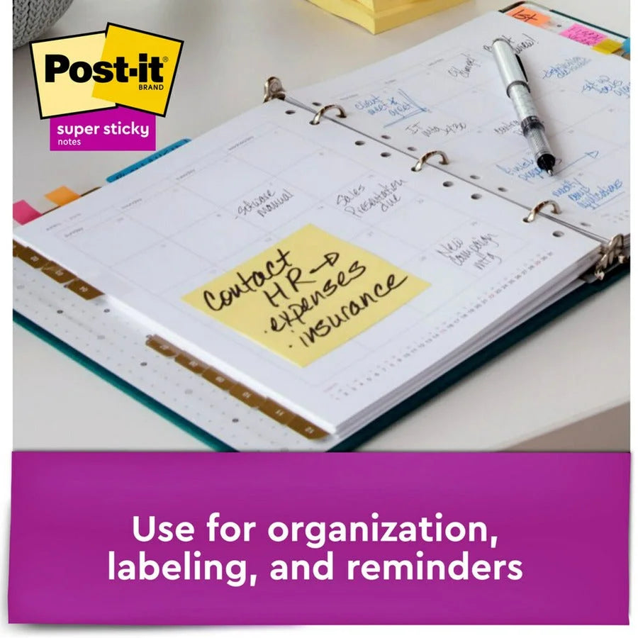 Post-it® Super Sticky Notes: 3x3 Square Flags Canary Yellow - 12 Pack - Adhesive Notes & Dispensers