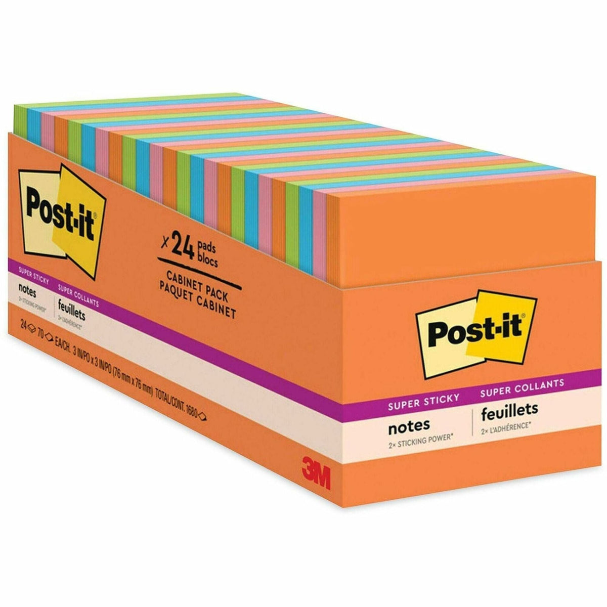 Post-it® Super Sticky Notes Cabinet Pack - Energy Boost Color Collection - 2000