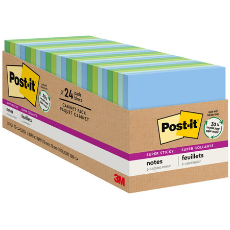 Post-it® Super Sticky Notes Cabinet Pack - Oasis Color Collection - 2000
